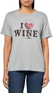 Женская футболка Lucky Brand с надписью ',Я люблю вино',, из 100% хлопка, с круглым вырезом, в молодёжном стиле 11281429