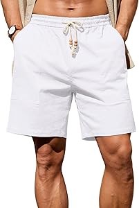 Мужские льняные хлопковые шорты Sailwind 7 дюймов с эластичным поясом и завязками, идеальные для лета 11293987