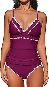 Женский танкини набор от Cupshe с V-образным вырезом, рюшами и спагетти-ремешками, два предмета 11252354