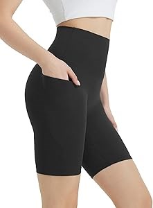 Женские шорты Baleaf для йоги и спорта с супервысоким поясом и контролем живота, длина 20 см, с карманами 11277257