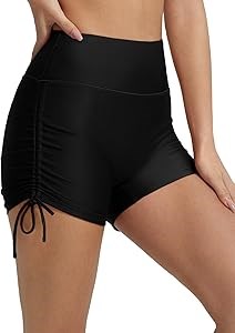 Женские купальные шорты Baleaf с высоким поясом для контроля живота, длина 3 дюйма, с карманом и боковыми рюшами 11243049