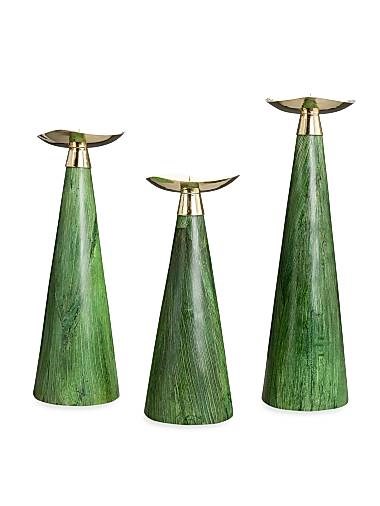 Ladorada Трио изумрудных подсвечников из дерева и кукурузного листа с высокоглянцевой отделкой, 3 штуки 11028730