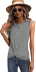 Молодежный безрукавный топ SweatyRocks с асимметричным полосатым принтом и закрученным передом 11294518