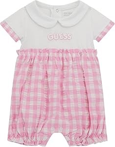 Комбинезон для девочек GUESS из экологичного хлопка с воротником Питер Пэн и глиттерным логотипом 11278374