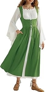 Модный средневековый наряд Scarlet Darkness: длинное ренессансное платье и лонгслив для женщин, набор из двух частей 11268395