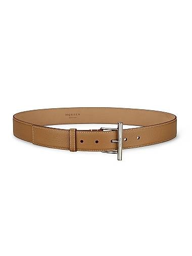 McQueen Итальянская кожаная поясная сумка с серебристой застежкой, ширина 3 см 11025751