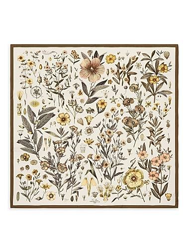 Loro Piana Шелковый твиловый платок Enciclopedia Del Lino, 100% шелк, размер 90x90 см, с цветочным узором 11021983