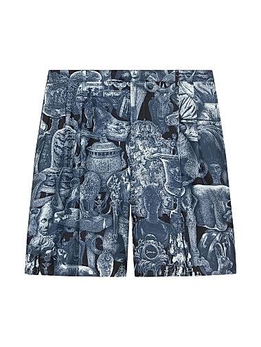 Шелковые бермуды с принтом объектов Хуберта от Givenchy, с молнией и крючком, произведены в Италии 11026834