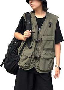 Летний молодёжный жилет Gihuo с молнией и пряжкой, много карманов для рыбалки и активного отдыха 11270682
