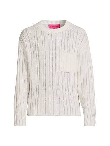 Свитер с круглым вырезом и карманом от The Elder Statesman, стиль Racing, 63% кашемир, 37% хлопок, производство США 11030400