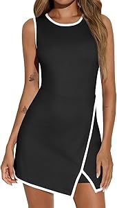 Спортивное платье Fisoew для тренировок с встроенным бюстгальтером и карманами, без рукавов, мини-платье 11297304