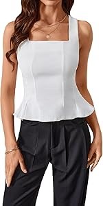 Летний топ SweatyRocks без рукавов с квадратным вырезом, асимметричным подолом и молнией на спине 11252333