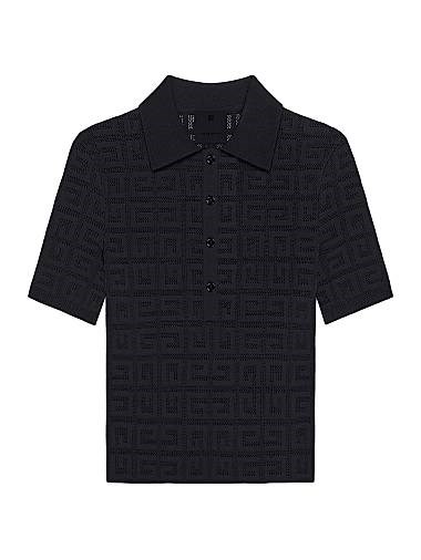 Мужское поло из жаккарда с логотипом 4G от Givenchy, облегающий крой, короткие рукава, 89% вискоза, производство в Италии 11008643