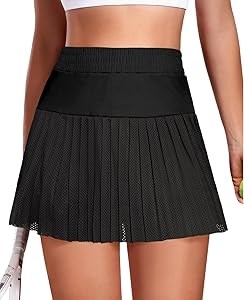 Теннисная юбка Fisoew с сетчатым дизайном, встроенными шортами, высокой талией и карманами для спорта 11294130