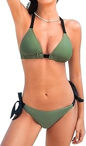 Женский купальник-бикини CUPSHE, два предмета, с V-образным вырезом и завязками на спине, средняя посадка 11250900