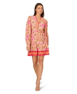 Платье с принтом Adrianna для женщин, с длинными рукавами, из мягкой ткани, с полиэстеровой подкладкой, подходит для машинной стирки 11022129