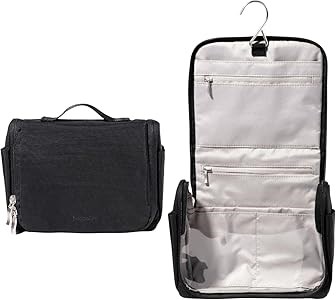 Baggallini Многофункциональная легкая нейлоновая косметичка 5x8 дюймов с множеством карманов и металлическим крюком для подвешивания 11288655