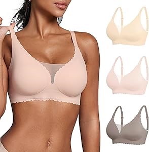 Бесшовные поддерживающие бюстгальтеры Deangelmon, беспроводные, усиленные, 3 штуки, 56% нейлон, 44% эластан 11304173