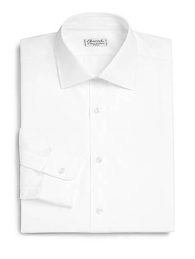 Французская рубашка Charvet из хлопка Regular-Fit с длинными рукавами и пуговицами из натурального перламутра 11019232