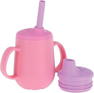 Nuby Набор обучающих детских чашек с силиконовой кружкой, носиком и соломинкой для детей от 6 месяцев, 120 мл 11292908