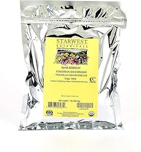 Starwest Botanicals Органические цельные семена пажитника, 454 г, сертифицированные кошерные, без ГМО, универсальная специя 11277999