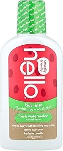 hello Детский ополаскиватель для полости рта с натуральным вкусом арбуза, без фтора, 473 мл, очищает полость рта и освежает дыхание 11308817