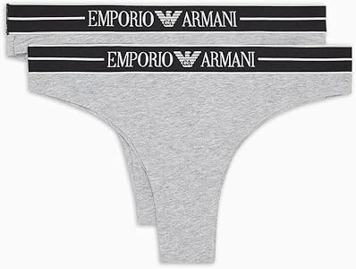 Бразильские трусики Emporio Armani из мягкого хлопка с эластаном, 2 штуки, низкая посадка 11252366