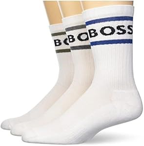 Мужские носки BOSS из мягкого хлопка, 3 пары с яркими логотипами и рибанной структурой 11300488