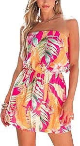 Лёгкий и удобный женский комбинезон CUPSHE без бретелей с цветочным принтом, идеальный для пляжа и отдыха 11272788