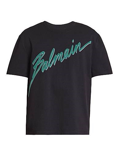 Футболка Balmain с текстурным логотипом, изготовленная из 100% хлопчатобумажной ткани в Португалии 11009233