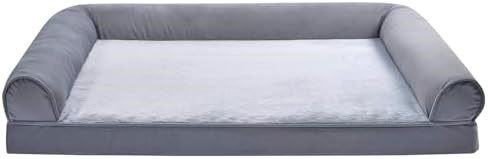 Amazon Basics Диванная кровать для собак с мягким основанием и съемным чехлом, 76 x 51 см, серый цвет 11281413