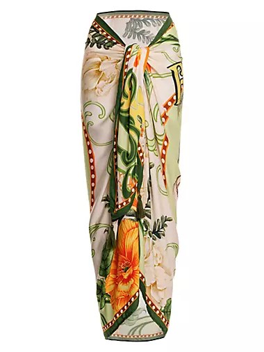 Парео Marine Ete с принтом платка и кисточками, 100% вискоза от Agua Bendita 10049729