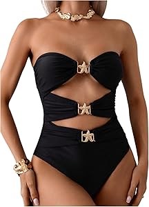 Купальник Milumia с вырезами в виде морской звезды, без бретелек, цельный, с рукавом, 80% полиамид, 20% эластан 11288961