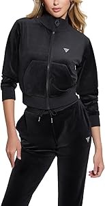 Женский велюровый лонгслив GUESS на молнии из переработанного полиэстера 11275529