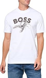 Мужская хлопковая футболка с большим логотипом Boss и круглым вырезом, 100% хлопок, машинная стирка 11287717