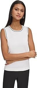 Летняя трикотажная блузка без рукавов с круглым вырезом и контрастной строчкой от Karl Lagerfeld 11275552