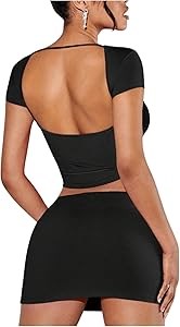 Стильный молодёжный комплект из двух предметов Milumia с кроп-топом и облегающей мини-юбкой, 94% полиэстер 11300429