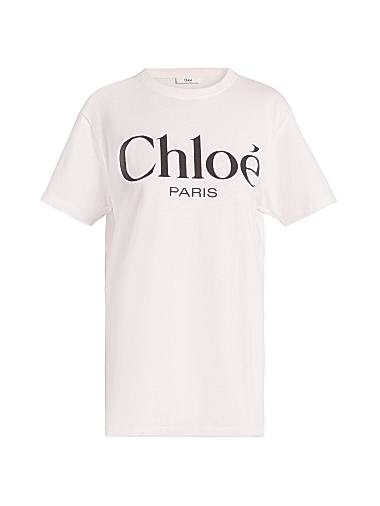 Футболка из 100% хлопка с логотипом Chloe, круглым вырезом и короткими рукавами, производство Италия 11025837
