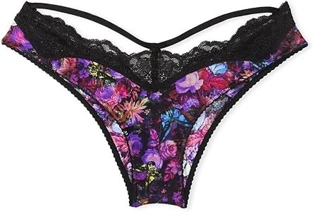 Бразильские трусики Victoria',s Secret с блестящей Y-образной спинкой и кружевными деталями, 77% нейлон и 23% эластан 11265890