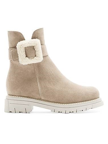 La Canadienne Водонепроницаемые замшевые ботинки Dax 40MM с отделкой из овчины и боковой молнией 11012273