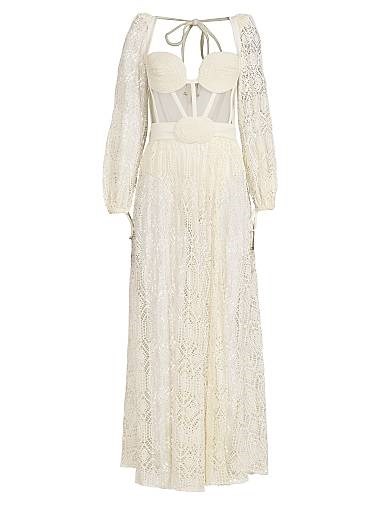 Кружевное платье-налокотник PatBO с формованной бюстье и длинными рукавами 11018891