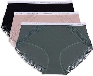 Комплект из 3 хлопковых хипстеров с рюшами и логотипом Tommy Hilfiger с роскошной отделкой 11269757