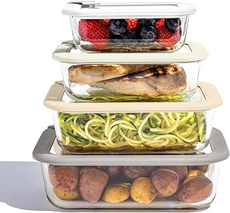 Bentgo Стильный набор из 8 боросиликатных стеклянных контейнеров, с герметичными крышками, безопасными для использования в микроволновой печи, морозильнике и посудомоечной машине 11274205