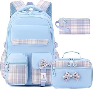 Befunirise Набор школьных рюкзаков для девочек с милым дизайном и сумкой для завтраков (3 предмета, черные, большие) 11299789