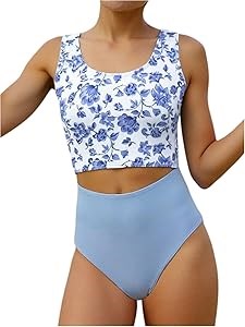 Детский купальник Verdusa с цветочным узором и контрастными вставками без рукавов 11262935