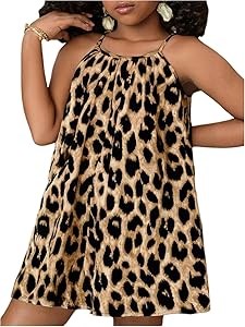 Молодёжный комбинезон с леопардовым принтом от SweatyRocks, с регулируемыми бретелями и свободным кроем, 95% полиэстер 11243878