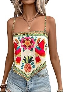 Молодёжный цветочный топ без рукавов SweatyRocks с завязкой на спине для отпуска и повседневной носки 11312665
