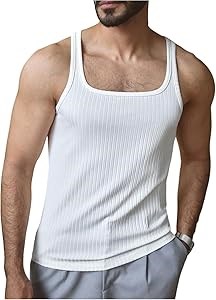 Мужская спортивная майка без рукавов SweatyRocks с квадратным вырезом и из рифлёного трикотажа 11276205