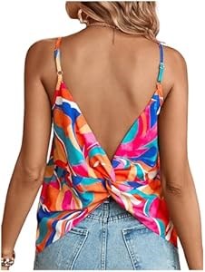 Бохо-камисоль SweatyRocks с цветочным принтом, открытой спиной и регулируемыми бретелями 11252798