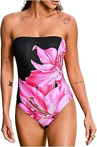 Монокини с цветочным принтом Milumia из стрейчевой ткани, без бретелек, для пляжного отдыха 11304023